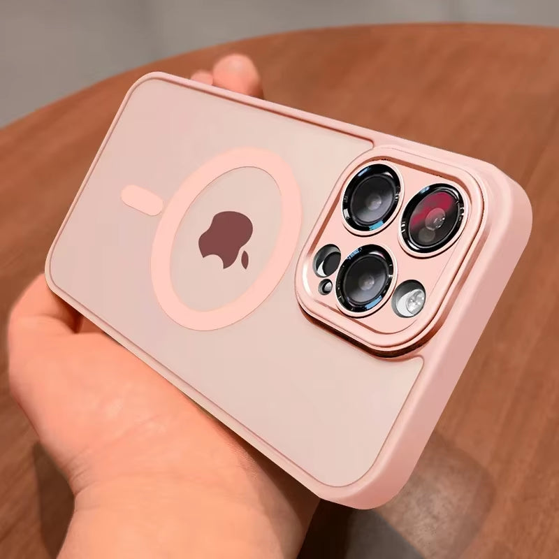 Magnetic Matte Luxury Lens Protector Case for iPhone 11-17 Pro Max - Compatible with MagSafe Wireless Charger