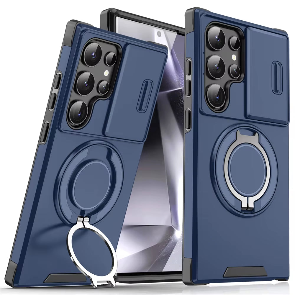 Magnetic Slide Camera Protection Phone Case for Samsung S25 Edge, S24, S23+, S21, S22 Ultra, FE, A54, A15, A14, A05, A05S