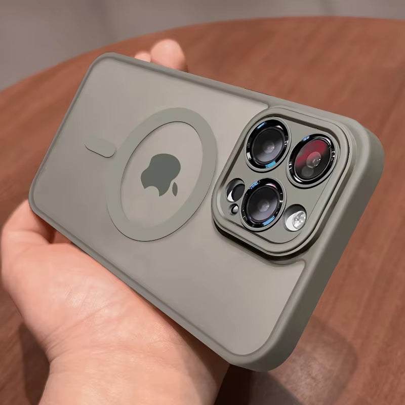 Magnetic Matte Luxury Lens Protector Case for iPhone 11-17 Pro Max - Compatible with MagSafe Wireless Charger
