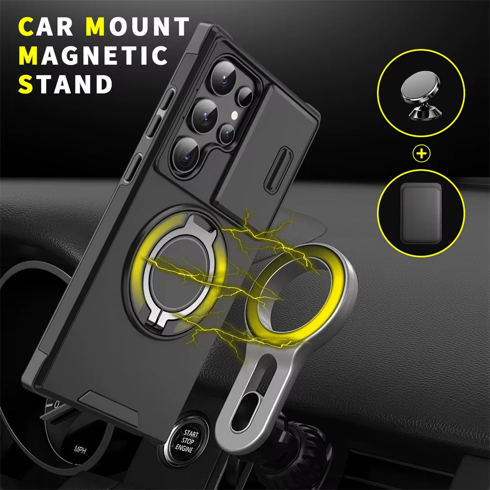 Magnetic Slide Camera Protection Phone Case for Samsung S25 Edge, S24, S23+, S21, S22 Ultra, FE, A54, A15, A14, A05, A05S