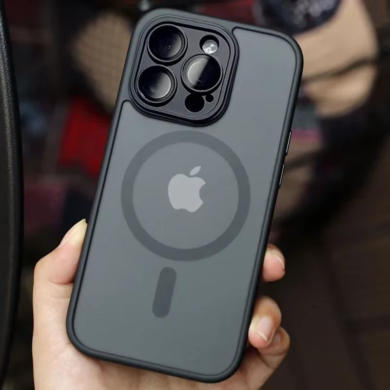 Magnetic Matte Luxury Lens Protector Case for iPhone 11-17 Pro Max - Compatible with MagSafe Wireless Charger