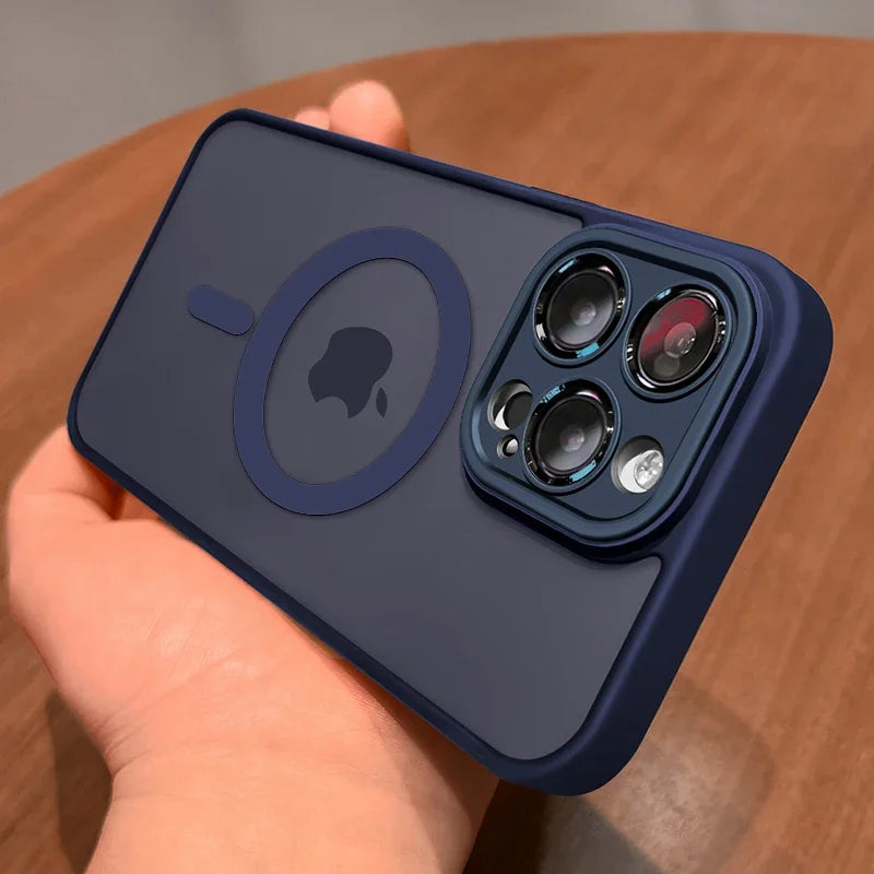 Magnetic Matte Luxury Lens Protector Case for iPhone 11-17 Pro Max - Compatible with MagSafe Wireless Charger