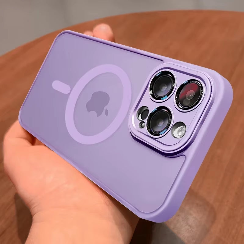 Magnetic Matte Luxury Lens Protector Case for iPhone 11-17 Pro Max - Compatible with MagSafe Wireless Charger