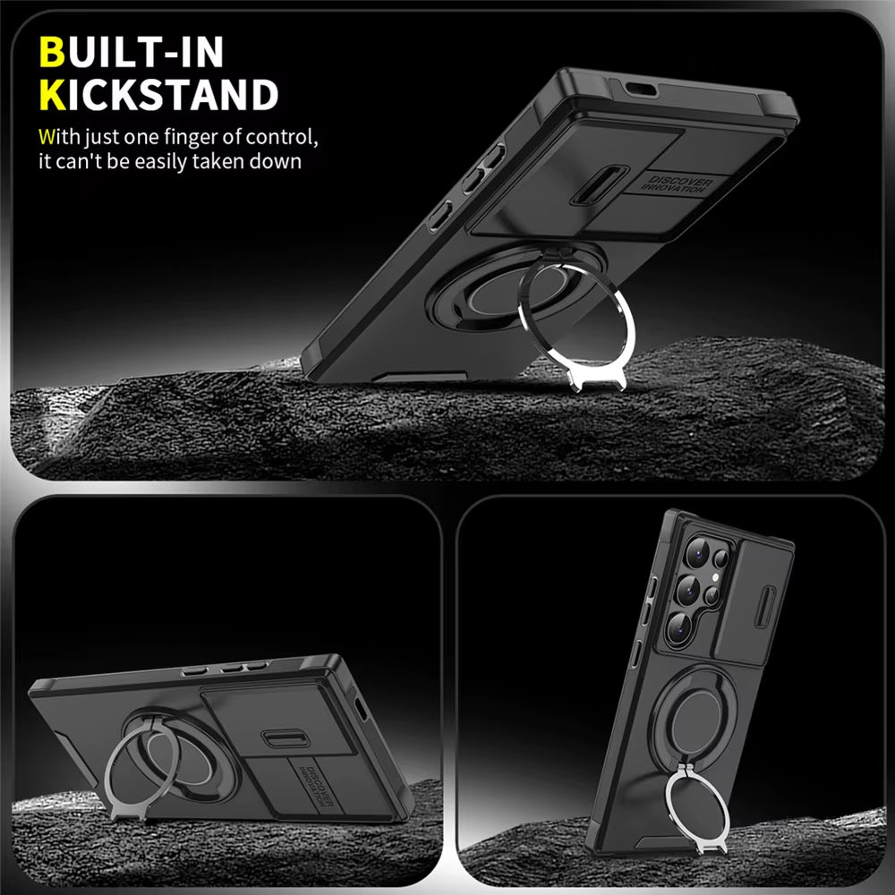 Magnetic Slide Camera Protection Phone Case for Samsung S25 Edge, S24, S23+, S21, S22 Ultra, FE, A54, A15, A14, A05, A05S