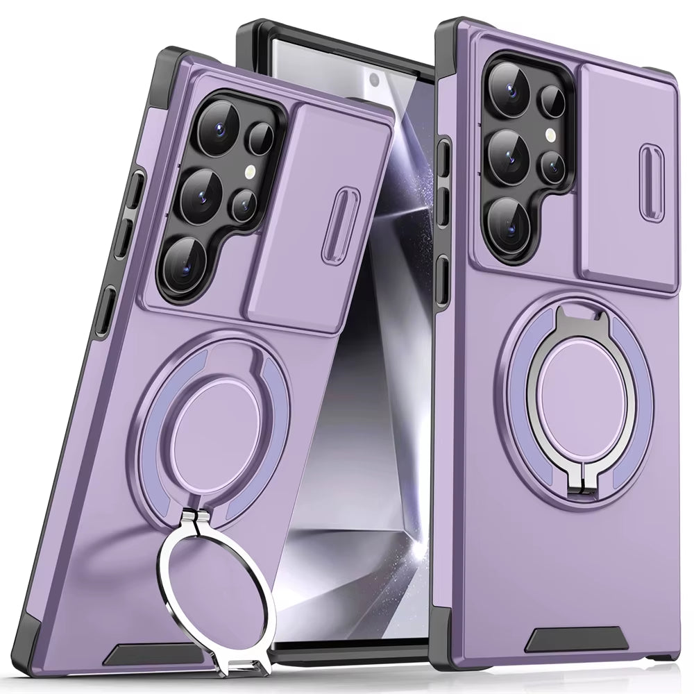 Magnetic Slide Camera Protection Phone Case for Samsung S25 Edge, S24, S23+, S21, S22 Ultra, FE, A54, A15, A14, A05, A05S