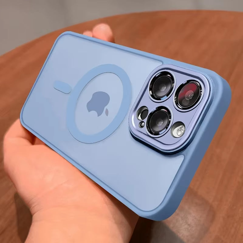Magnetic Matte Luxury Lens Protector Case for iPhone 11-17 Pro Max - Compatible with MagSafe Wireless Charger