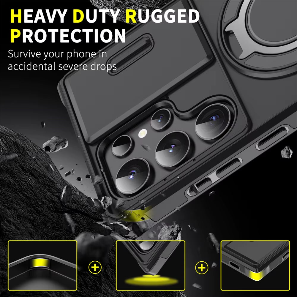 Magnetic Slide Camera Protection Phone Case for Samsung S25 Edge, S24, S23+, S21, S22 Ultra, FE, A54, A15, A14, A05, A05S