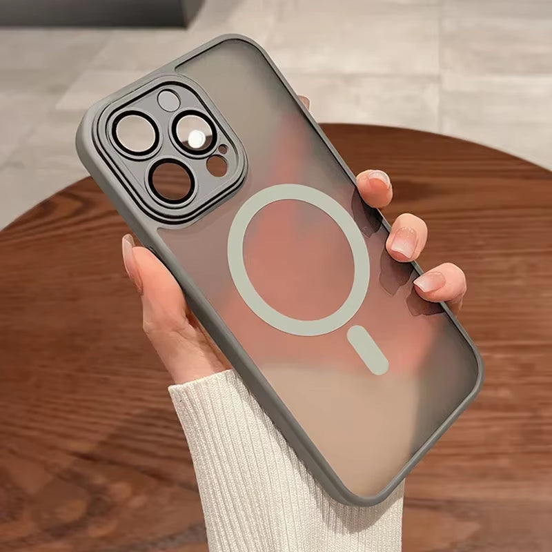 Magnetic Matte Luxury Lens Protector Case for iPhone 11-17 Pro Max - Compatible with MagSafe Wireless Charger