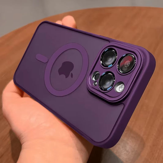 Magnetic Matte Luxury Lens Protector Case for iPhone 11-17 Pro Max - Compatible with MagSafe Wireless Charger